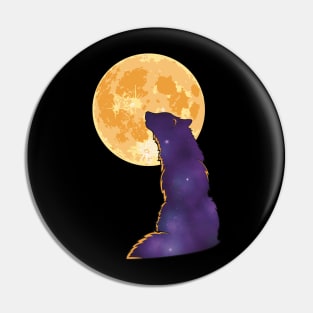 Orange Moon Wolf Pin