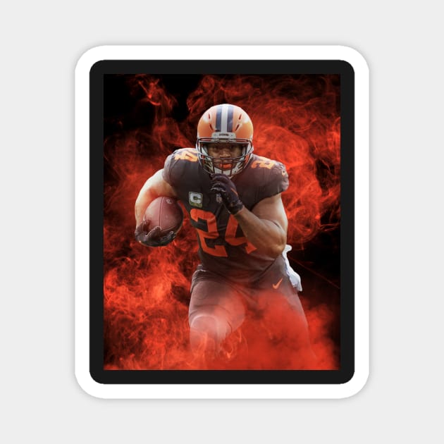 Nick Chubb Cleveland Sports Art Magnet by JRoseGraphics