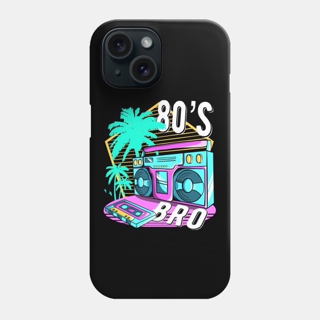 80s Bro Retro Vintage I Love 80s Disco 1980s Costume Party Phone Case by MerchBeastStudio