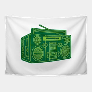 Boombox (Yellow Green Lines + Cadmium Green Drop Shadow) Analog / Music Tapestry