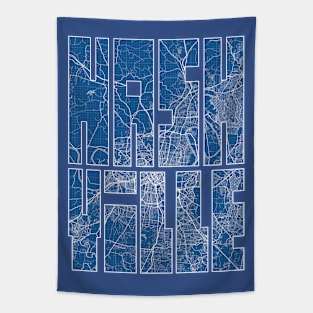 Nashville, Tennessee, USA City Map Typography - Blueprint Tapestry