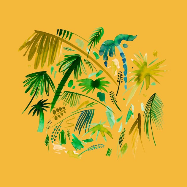 Watercolor Tropical Jungle Palms by ninoladesign