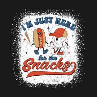 I'm Just Here For The Snacks Baseball 4th Of July Hot Dog T-Shirt