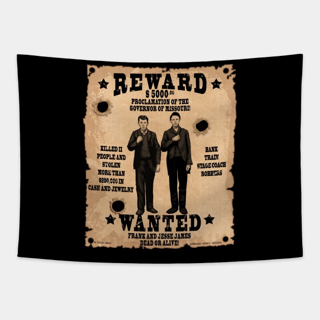 Frank & Jesse James Wild West Wanted Poster Tapestry by Airbrush World