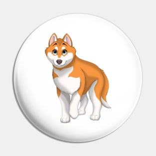 Red and White Siberian Husky Dog Blue Eyes Pin