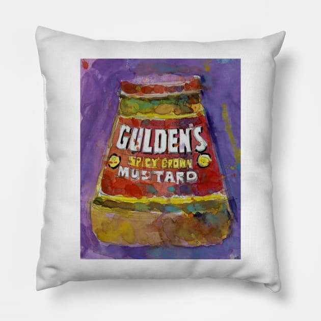 Gulden's Spicy Brown Mustard Pillow by dfrdesign