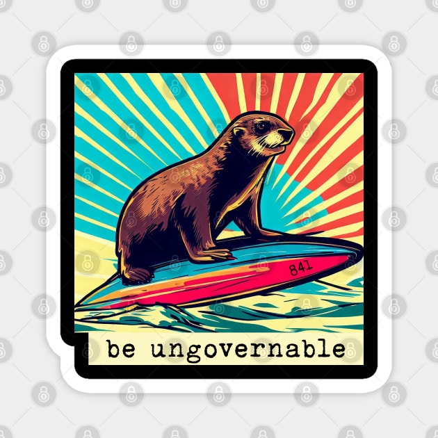 be ungovernable surfing otter 841 [white background] Magnet by REDWOOD9