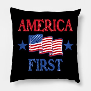 America first USA American patriot flag Memorial Day vintage Pillow