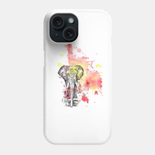 Grey Elephant and an Exlplosion of Color Phone Case