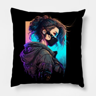 Cyberpunk Emo/Scene Girl Graphic Pillow