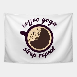 Coffee Yoga Sleep Repeat Tapestry