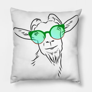 cheerful goat in fashionable glasses Pillow