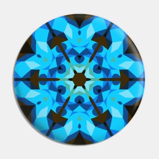 Retro Mandala Flower Blue and Orange Pin