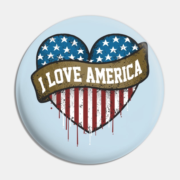 I love America heart Pin by Mako Design 