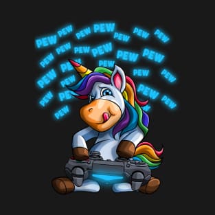 Pew Gamer Unicorn Funny PewPewPew Video Gaming Gift T-Shirt