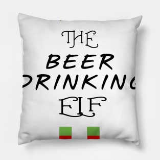 The Beer Drinking Elf Matching Family Group Christmas Party Pillow