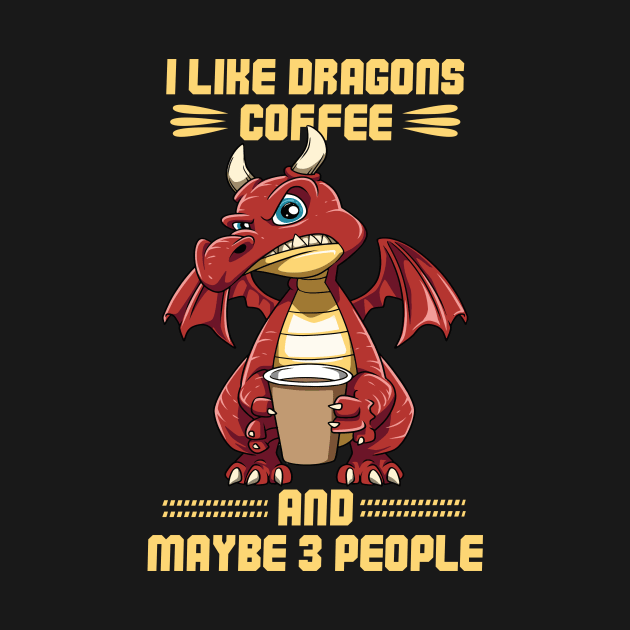 Funny Grumpy Dragon Coffee Lover Hate Morning Fantasy Animal by melostore