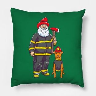 Firefighter Santa Fireman Merry Christmas Pillow