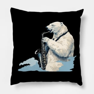 Polar Bear Playing Saxophone Pillow