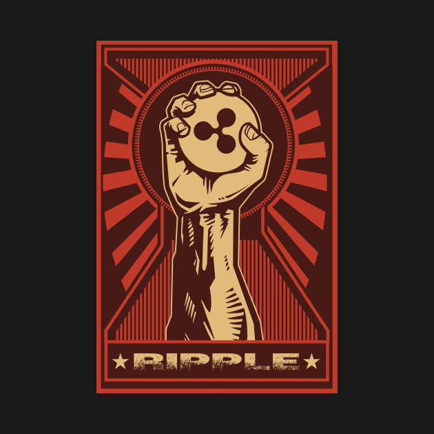 Ripple Coin: Propaganda style triumphant fist clutching a Ripple coin by DesignbyDarryl