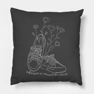 Shoes art with flowers white Pillow