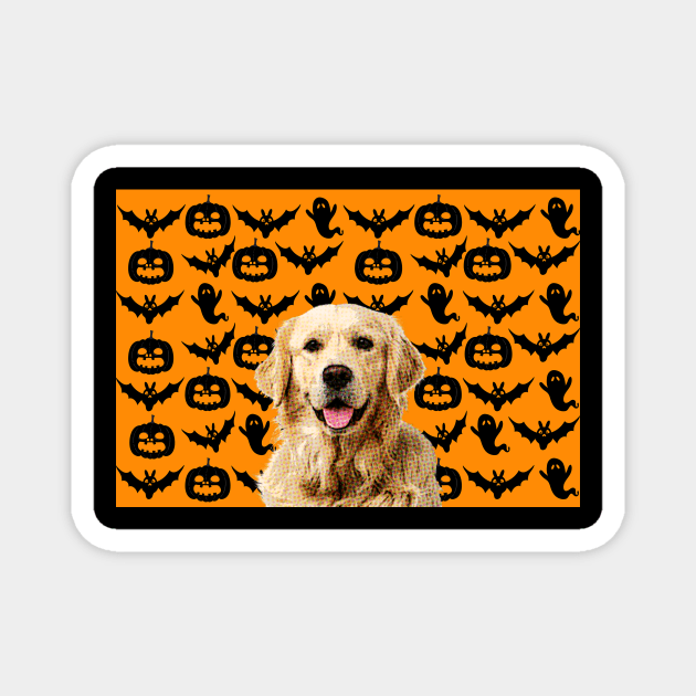 golden retriever dog halloween face art Magnet by T-shirt verkaufen