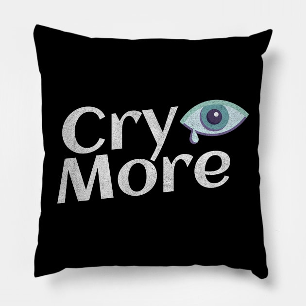 Cry More - Pale Blue Tears Pillow by My Pet Minotaur