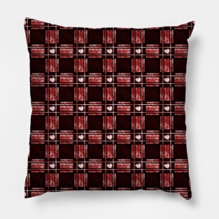 White Heart Red Plaid Pattern Pillow