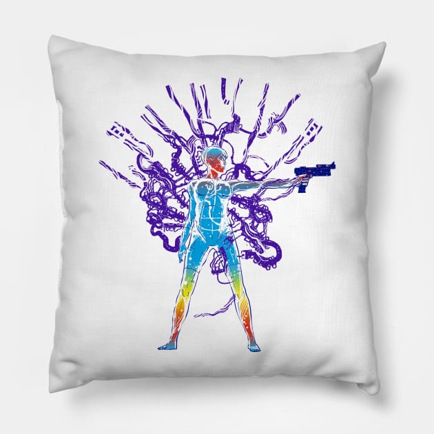 ghost in the machine Pillow by kharmazero