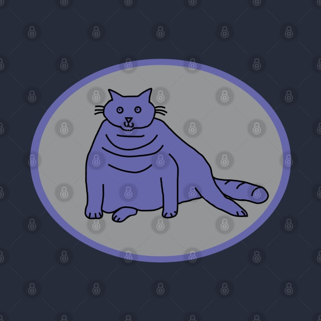 Very Peri Chonk Cat on Ultimate Gray Oval by ellenhenryart