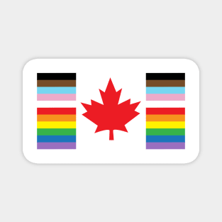 Canadian Pride flag design with maple leaf and pride rainbow Magnet