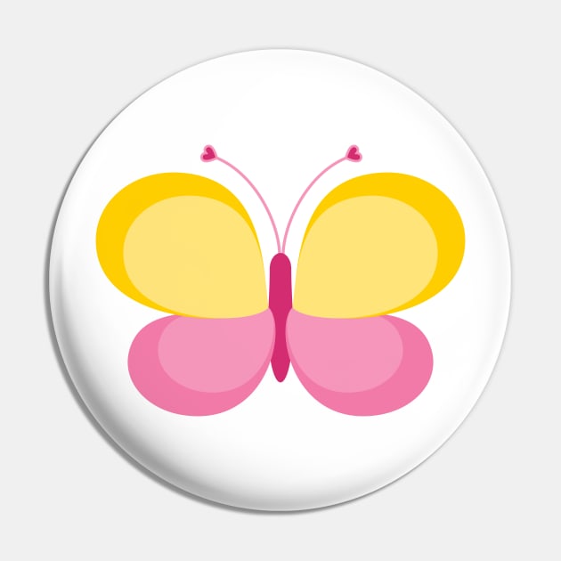 Cute Yellow and Pink Butterfly Pin by RageRabbit