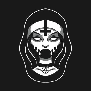 Satanic nun face with pentagram T-Shirt