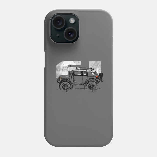 Toyota FJ Cruiser - Sketch artist Profile, best gift for FJ's Dad, Mom birthday gift, off road T-Shirt Phone Case by mismail