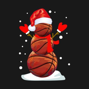 Basketball Snow Man Christmas T-Shirt