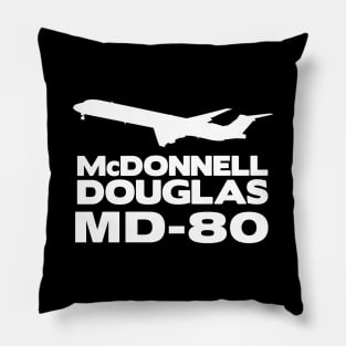 McDonnell Douglas MD-80 Silhouette Print (White) Pillow