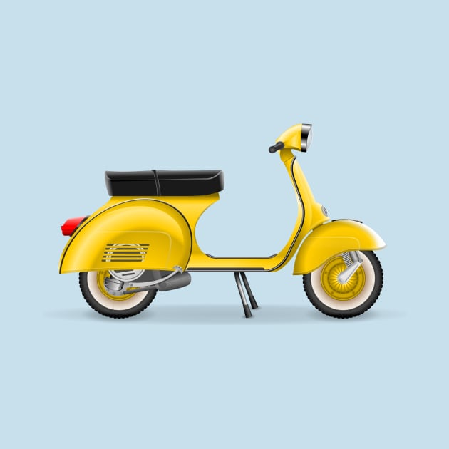 Classic motorcycle scooter in yellow by ojovago