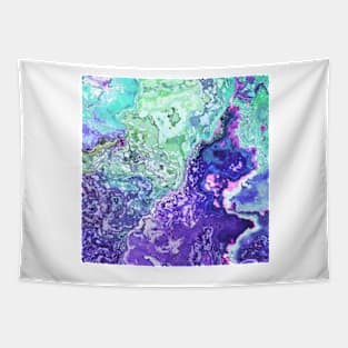 mint turquoise purple indigo marbled abstract digital painting Tapestry