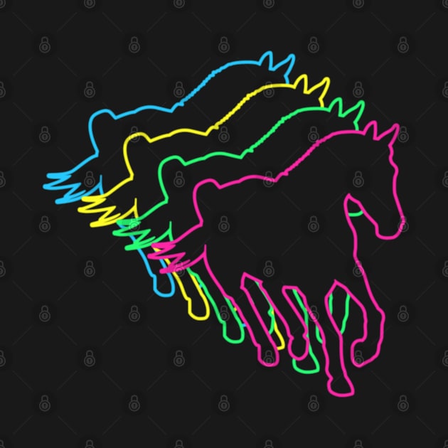 Horse 80s Neon by Nerd_art