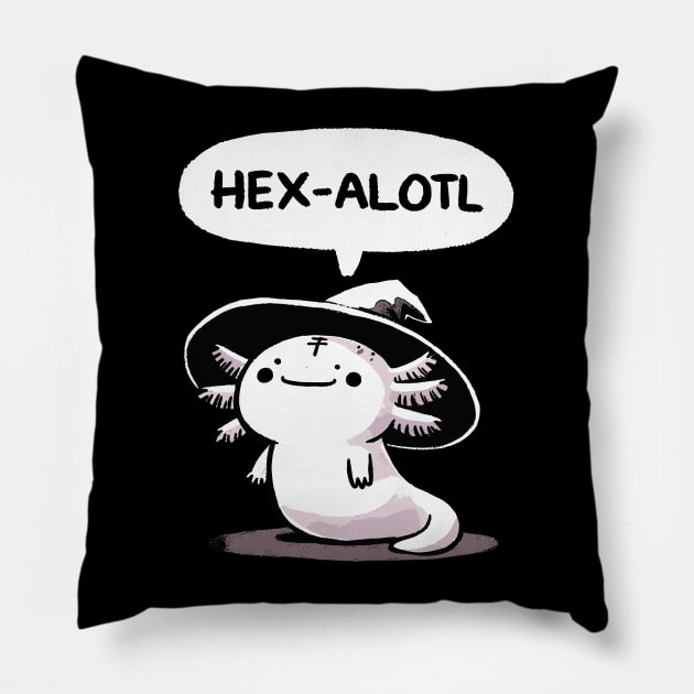 Hexalotl Pentagram Axolotl Witch Pillow by DoodleDashDesigns