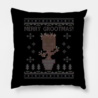 Guardians Of the Galaxy Merry Grootmas Christmas Knit Pattern Pillow