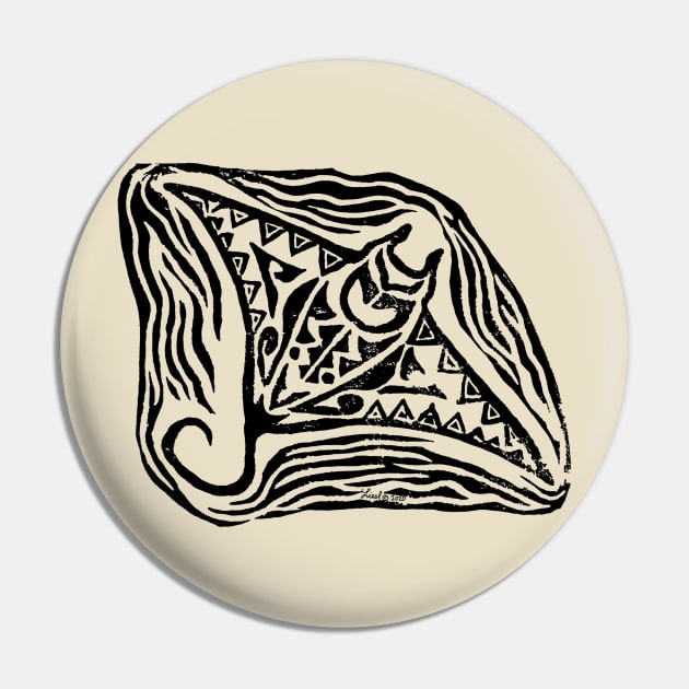 Manta Ray Block Print Pin by HonuHoney