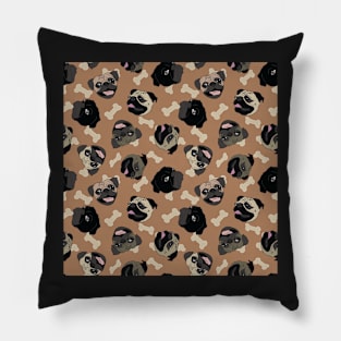 Laughing Pugs in Chocolate Pillow