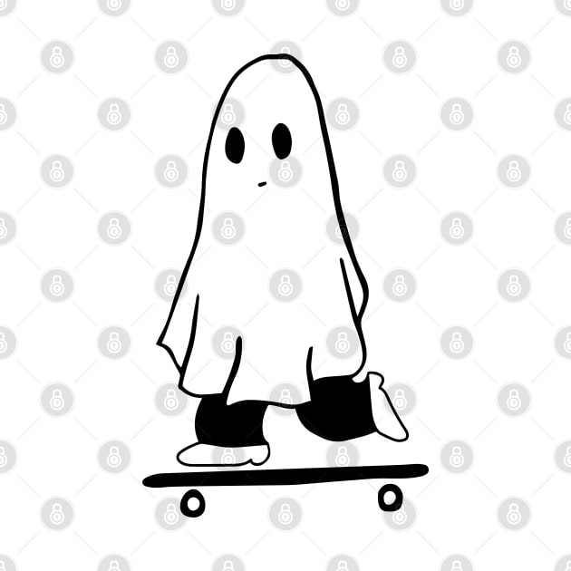 Cute Skateboarding Ghost by juliahealydesign