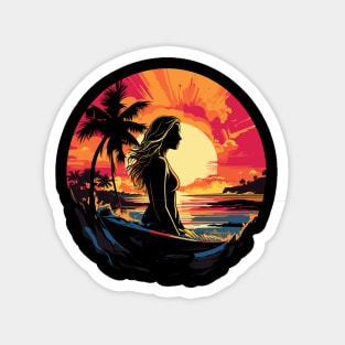 Girls surf better, summer surfing, sunset hunting v11 Magnet