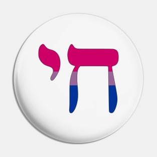 Chai - Jewish Life Symbol (Bi Pride Colors) Pin