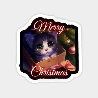 Merry Christmas - Cute Cat Under The Christmas Tree Magnet