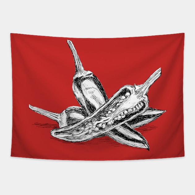 Chili Pepper Print Tapestry by rachelsfinelines