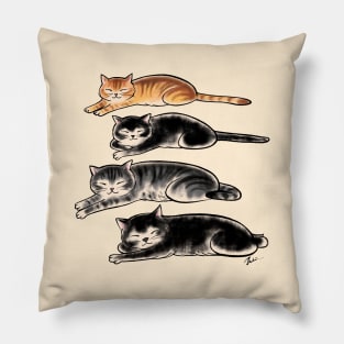 Four cats family Pillow