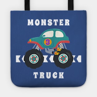 Vector illustration of monster truck with cartoon style Tote